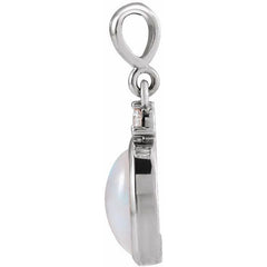 14K White Gold 6x4 mm Natural Ethiopian Opal & .015 CT Natural Diamond Pendant