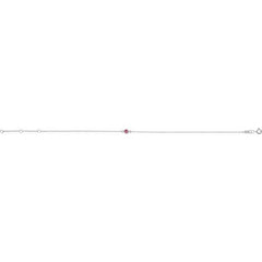 14K White Gold Natural Pink Tourmaline Bezel-Set Solitaire 6 1/2-7 1/2" Bracelet