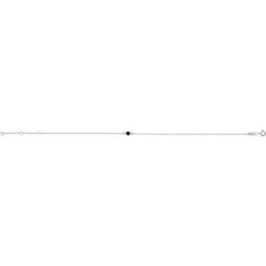 Platinum Lab-Grown Blue Sapphire Bezel-Set Solitaire 6 1/2-7 1/2" Bracelet