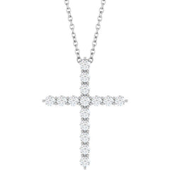 Platinum 1/2 CTW Natural Diamond Cross 16-18" Necklace