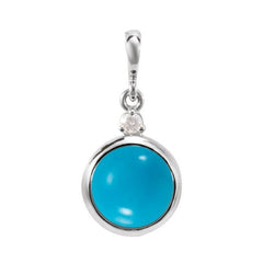 14K White Gold 6 mm Natural Turquoise & .03 CT Natural Diamond Pendant