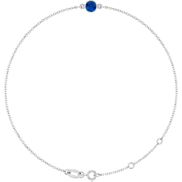14K White Gold Lab-Grown Blue Sapphire 6 1/2-7 1/2" Bracelet