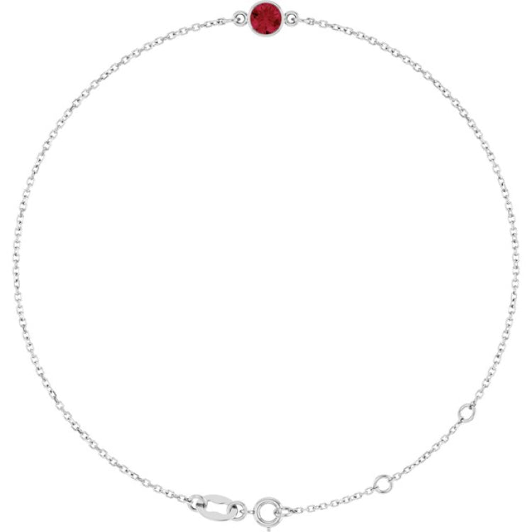 14K White Gold Natural Ruby 6 1/2-7 1/2" Bracelet