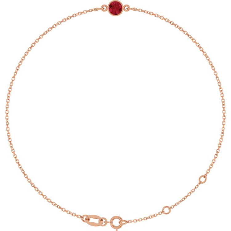 14K Rose Gold Natural Ruby 6 1/2-7 1/2" Bracelet