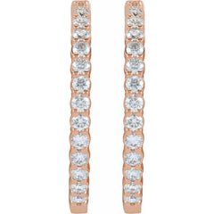 14K Rose Gold 5 CTW Natural Diamond Inside-Outside Hinged 37.8 mm Hoop Earrings