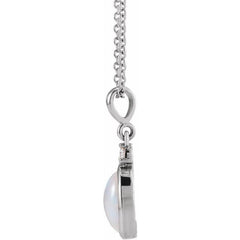 Platinum 10x8 mm Natural White Opal & .03 CT Natural Diamond 16-18" Necklace