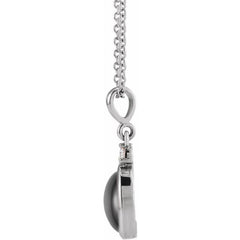 Platinum 9x7 mm Natural Black Onyx & .03 CT Natural Diamond 16-18" Necklace