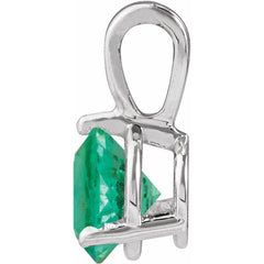 14K White Gold Lab-Grown Emerald Pendant