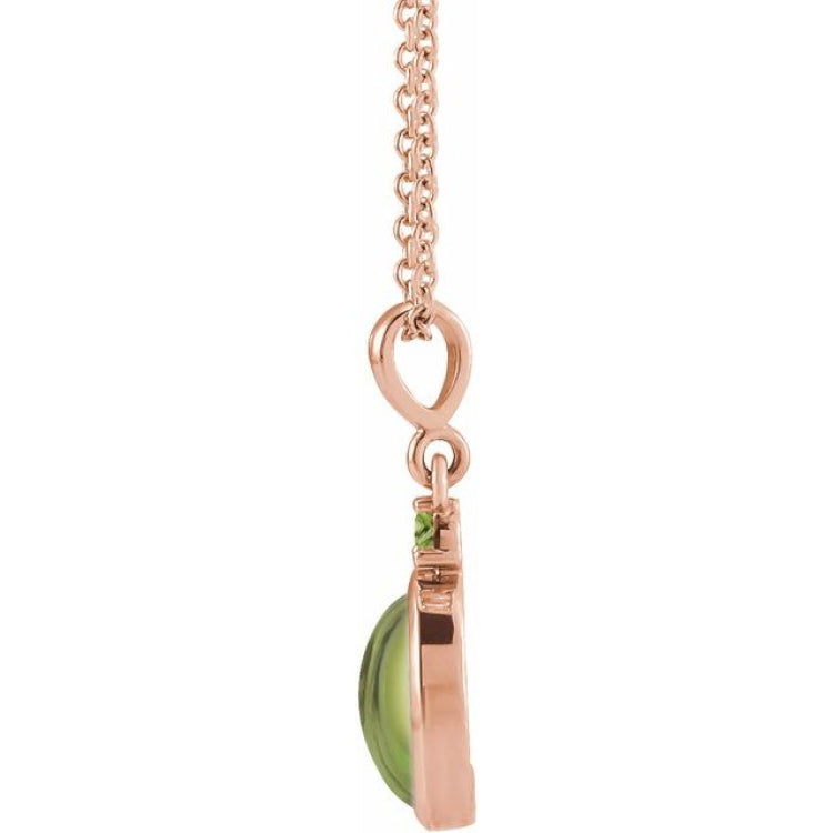 14K Rose Gold 5x3 mm Natural Peridot 16-18" Necklace