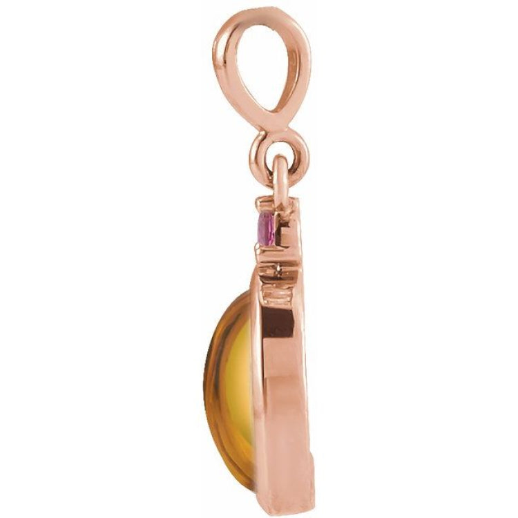 14K Rose Gold 6x4 mm Natural Citrine & Natural Pink Tourmaline Pendant