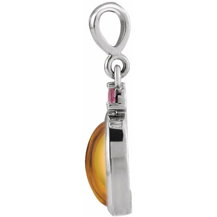 Sterling Silver 8x6 mm Natural Citrine & Natural Pink Tourmaline Pendant