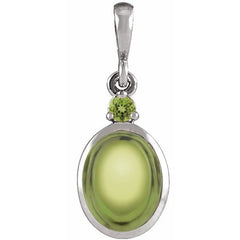 14K White Gold 8x6 mm Natural Peridot Pendant