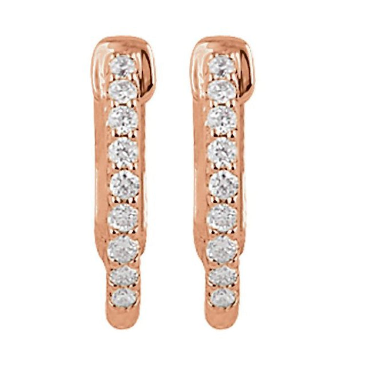 14K Rose Gold 1/4 CTW Lab-Grown Diamond Inside-Outside 14.5 mm Hinged Hoop Earrings
