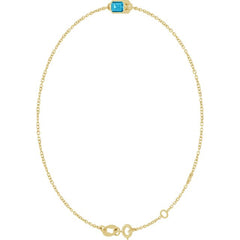 14K Yellow Gold Natural Aquamarine 6 1/2-7 1/2" Bracelet