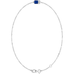 14K White Gold Natural Blue Sapphire 6 1/2-7 1/2" Bracelet