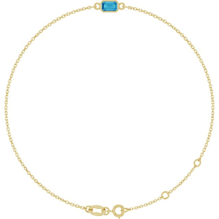 14K Yellow Gold Natural Blue Zircon 6 1/2-7 1/2" Bracelet