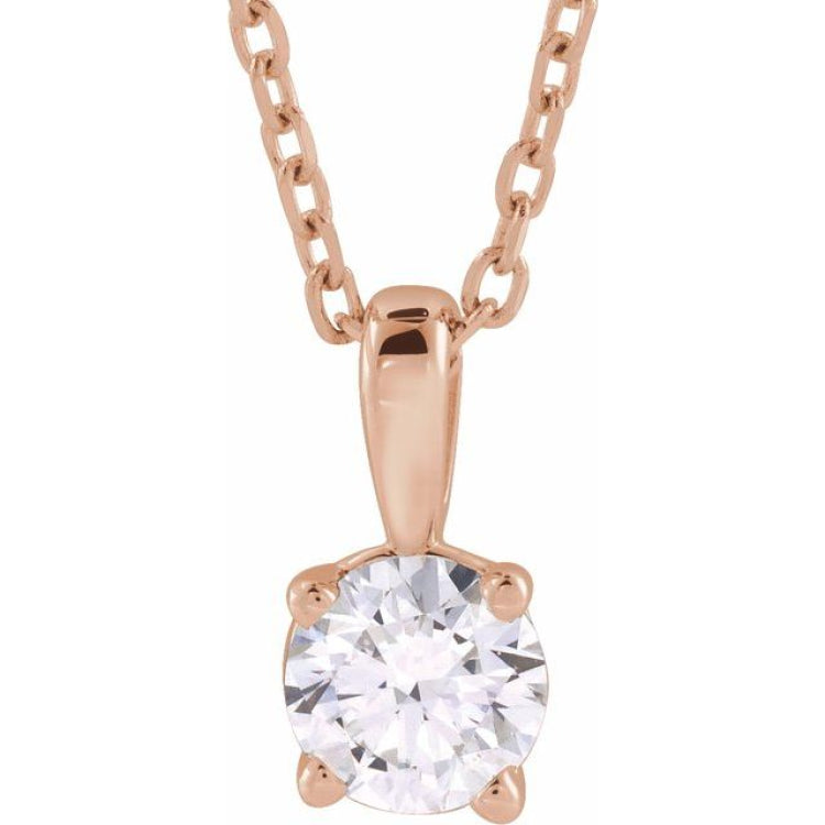 14K Rose Gold 1 CT Natural Diamond 18" Necklace