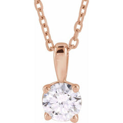 14K Rose Gold 1 CT Natural Diamond 18" Necklace