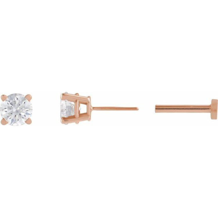 14K Rose Gold 1/4 CT Lab-Grown Diamond Earring