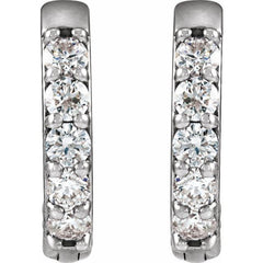 Sterling Silver 1/4 CTW Lab-Grown Diamond Hinged 12.5 mm Hoop Earrings