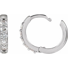 Sterling Silver 1/4 CTW Lab-Grown Diamond Hinged 12.5 mm Hoop Earrings