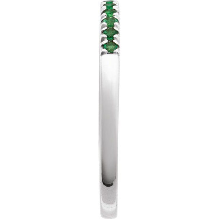 10K White Gold Natural Emerald Stackable Ring