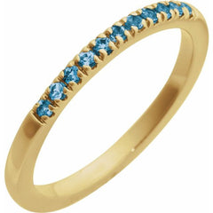 10K Yellow Gold Natural London Blue Topaz Stackable Ring