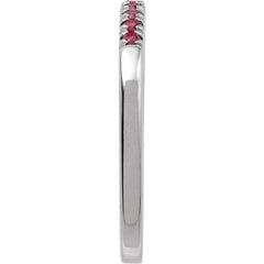 10K White Gold Natural Ruby Stackable Ring