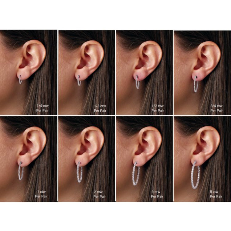 Platinum 1/4 CTW Natural Diamond Inside-Outside 14.5 mm Hinged Hoop Earrings