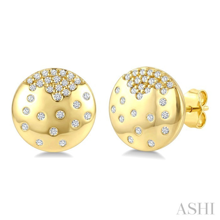 1/5 Ctw Round Cut Diamond Circle Mosaic Stud Earrings in 10K Yellow Gold