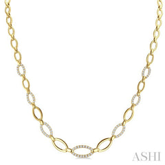 1 1/10 Ctw Round Cut Diamond Open Link Fashion Necklace in 14K Yellow Gold