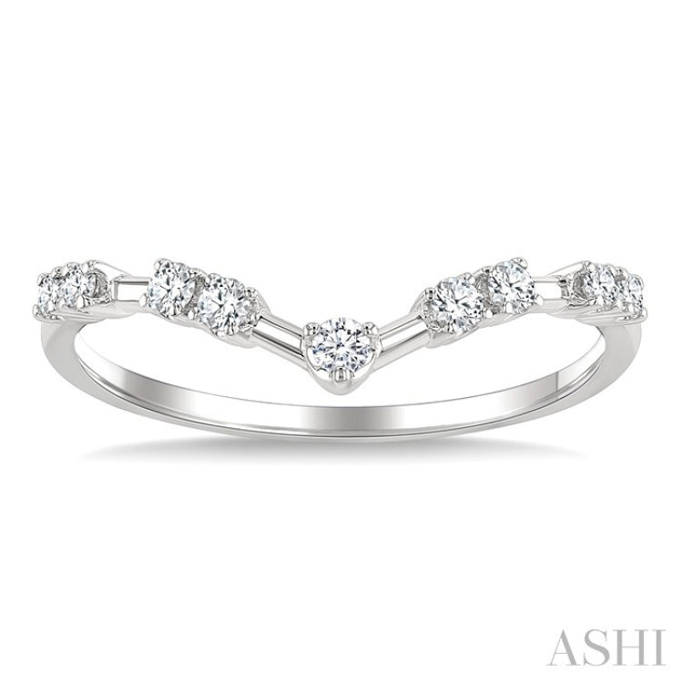 1/5 Ctw Chevron Spaced Round Cut Diamond Fashion Band in 14K White Gold