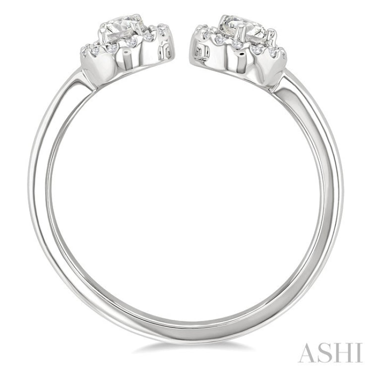 3/8 Ctw Toi Et Moi Pear, Oval and Round Cut Diamond Open Fashion Ring in 14K White Gold