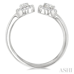 3/8 Ctw Toi Et Moi Pear, Oval and Round Cut Diamond Open Fashion Ring in 14K White Gold