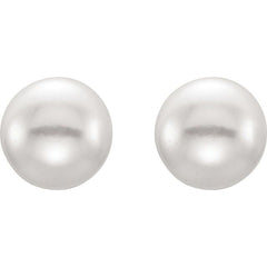 Sterling Silver 7-8 mm Cultured White Freshwater Button Pearl Earrings