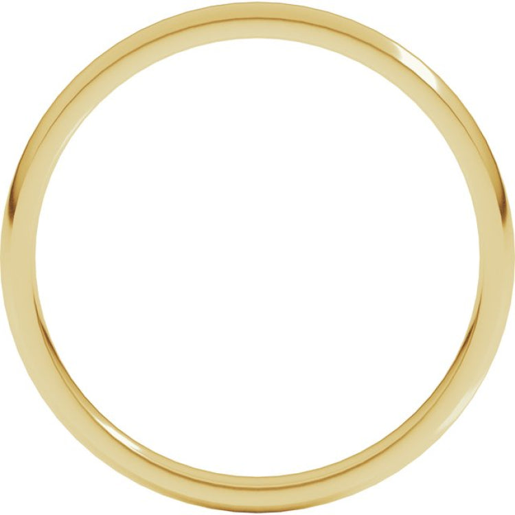 18K Yellow Gold 2 mm Lightweight Comfort-Fit Half Round Band Size 6.5