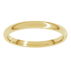 18K Yellow Gold 2 mm Lightweight Comfort-Fit Half Round Band Size 6.5