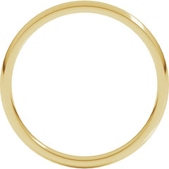 14K Yellow Gold 2 mm Lightweight Comfort-Fit Half Round Band Size 7.5