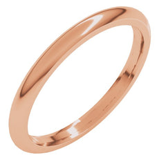 14K Rose Gold 2 mm Comfort-Fit Half Round Band Size 7.5