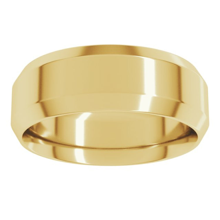 14K Yellow Gold 7 mm Beveled-Edge Comfort-Fit Flat Band Size 9.5