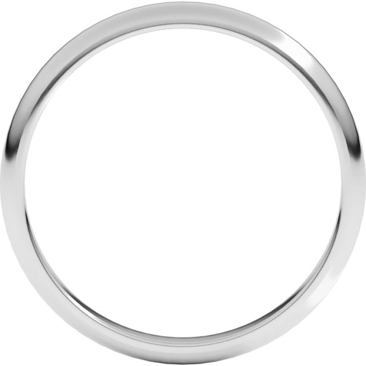 Sterling Silver 2.5 mm Half Round Band Size 6.5