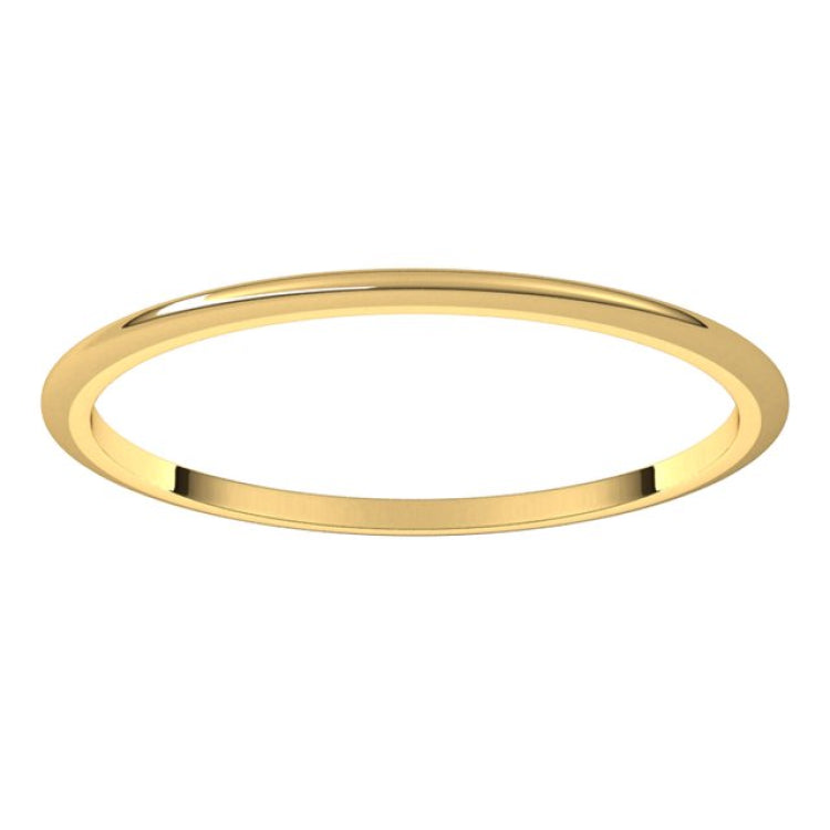 10K Yellow Gold 1 mm Half Round Band Size 5