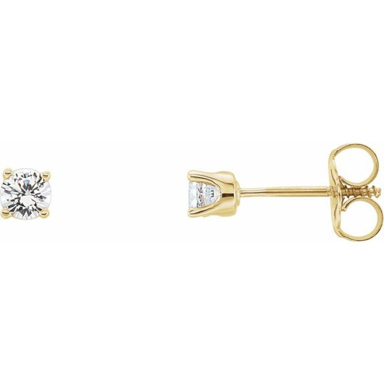 14K Yellow Gold Imitation Diamond Youth Earrings