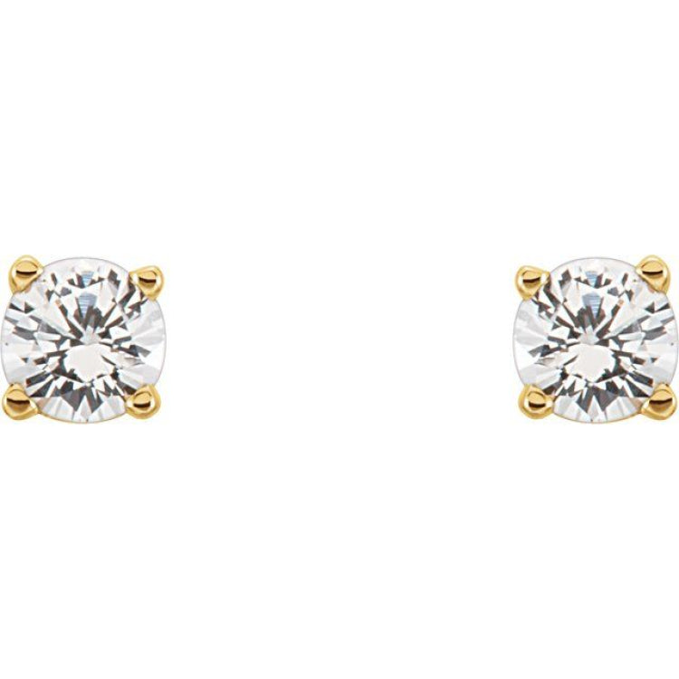 14K Yellow Gold Imitation Diamond Youth Earrings