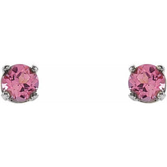 14K White Gold Imitation Pink Tourmaline Youth Earrings