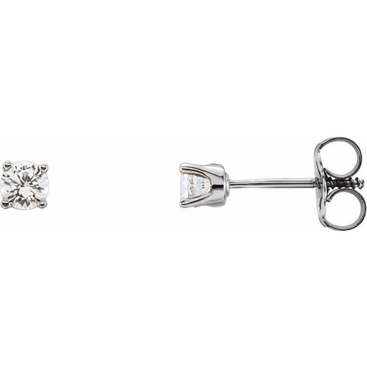 Sterling Silver Imitation Diamond Youth Earrings