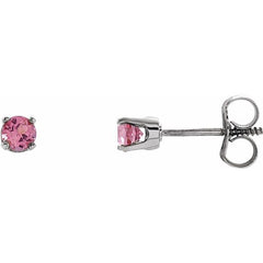 Sterling Silver Imitation Pink Tourmaline Youth Earrings