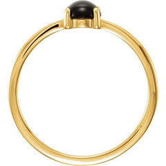 14K Yellow Gold 8x6 mm Oval Natural Black Onyx Cabochon Ring