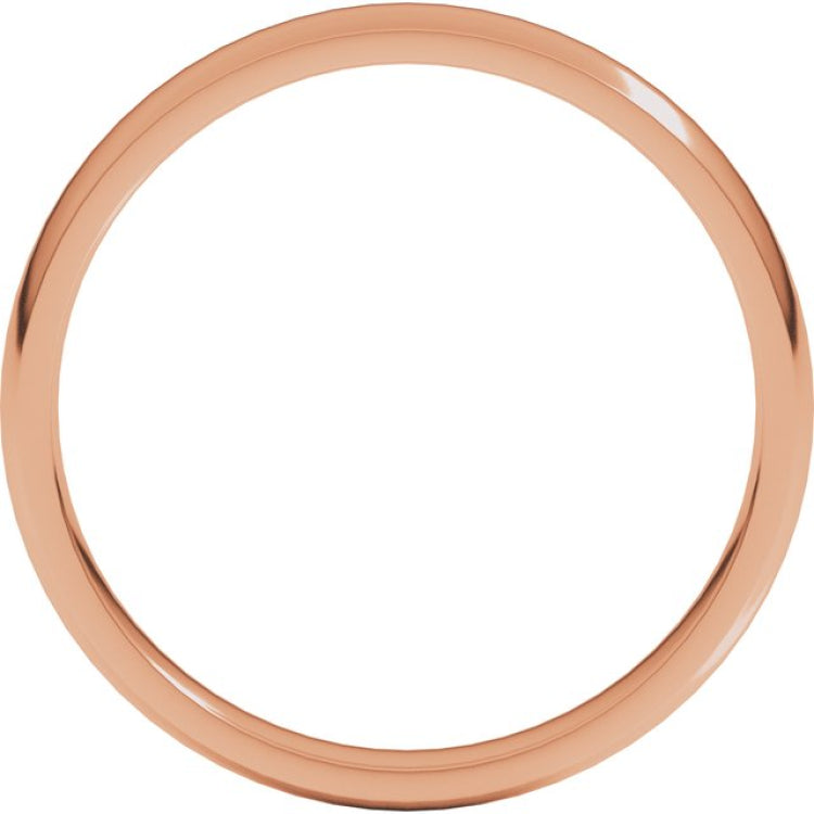 14K Rose Gold 3 mm Lightweight Comfort-Fit Half Round Band Size 8