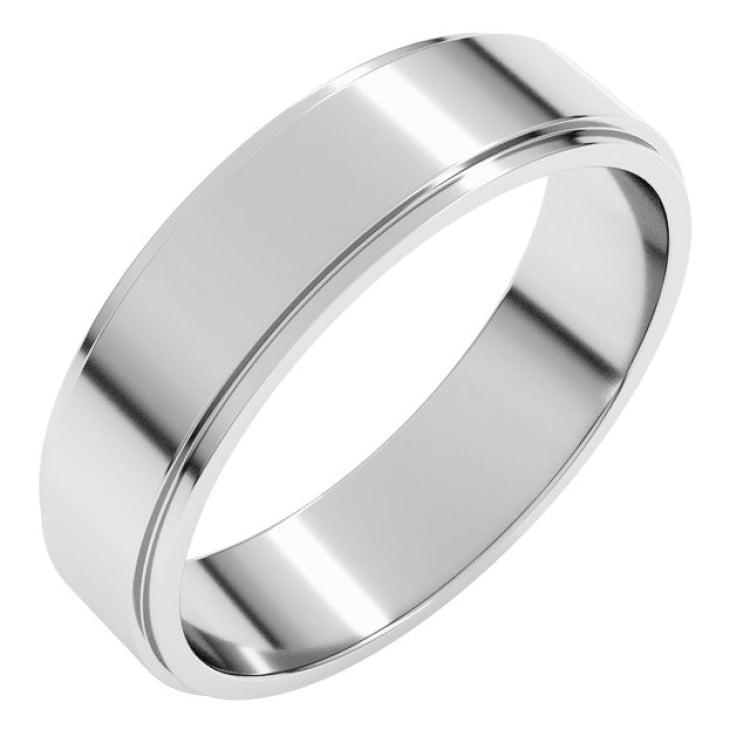 Sterling Silver 5 mm Stepped-Edge Flat Band Size 11
